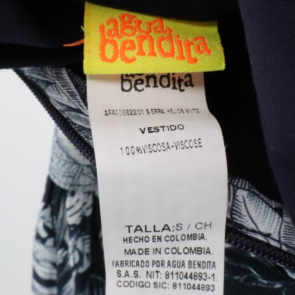 Agua Bendita Helios Mini Dress S Tropical Botanical Tie Shoulder Sundress Resort - Picture 9 of 10